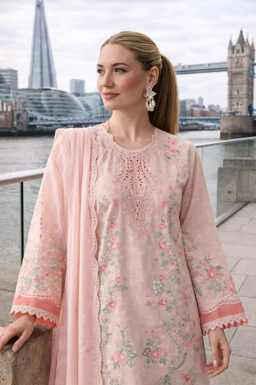 Belgravia Bloom – 3 Piece Embroidered Lawn Suit - London Womens Wear