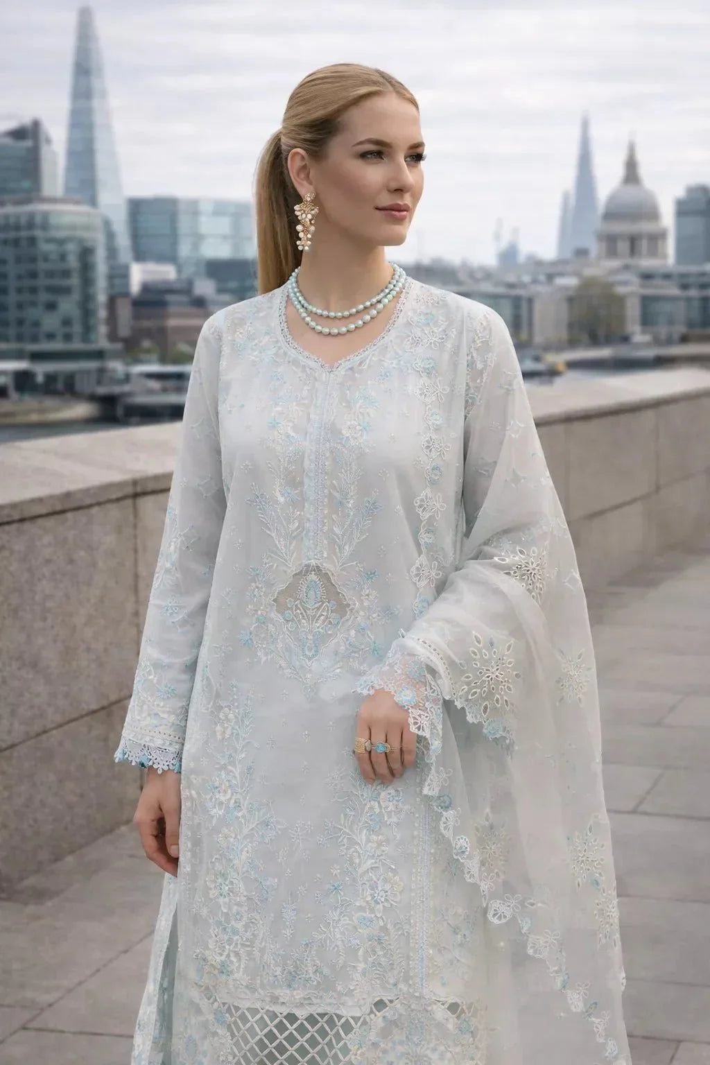 Belgravia Breeze – 3 Piece Embroidered Lawn Suit - London Womens Wear