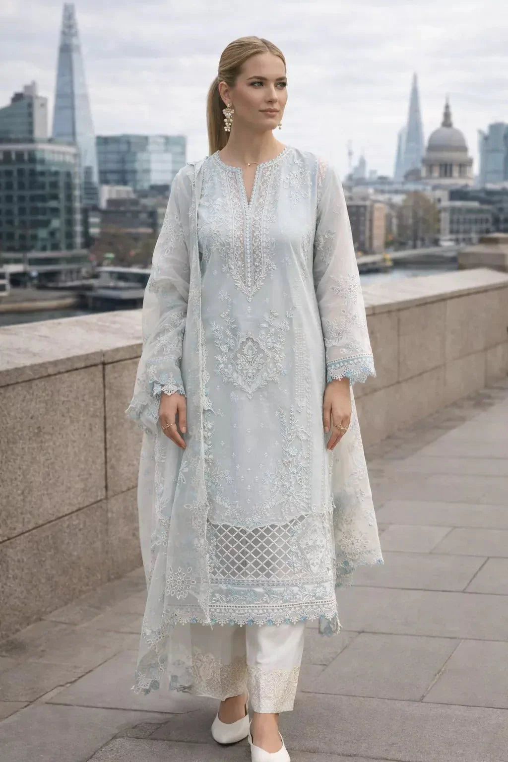 Belgravia Breeze – 3 Piece Embroidered Lawn Suit - London Womens Wear