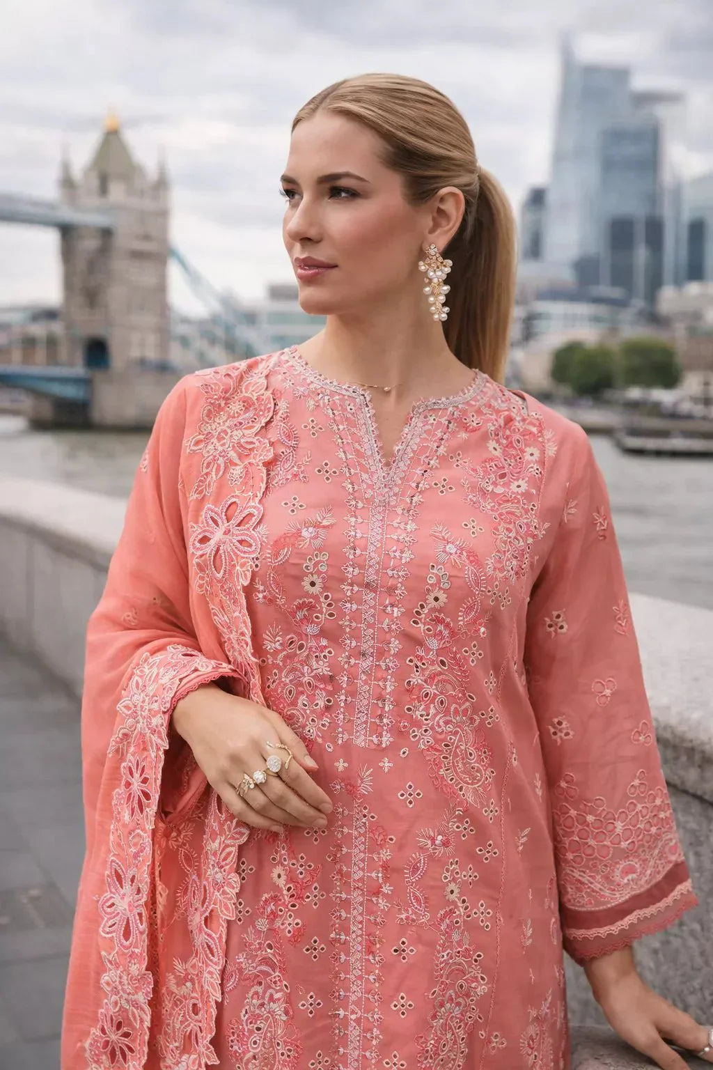 Camden Rose Luxe – 3 Piece Embroidered Lawn Suit - London Womens Wear