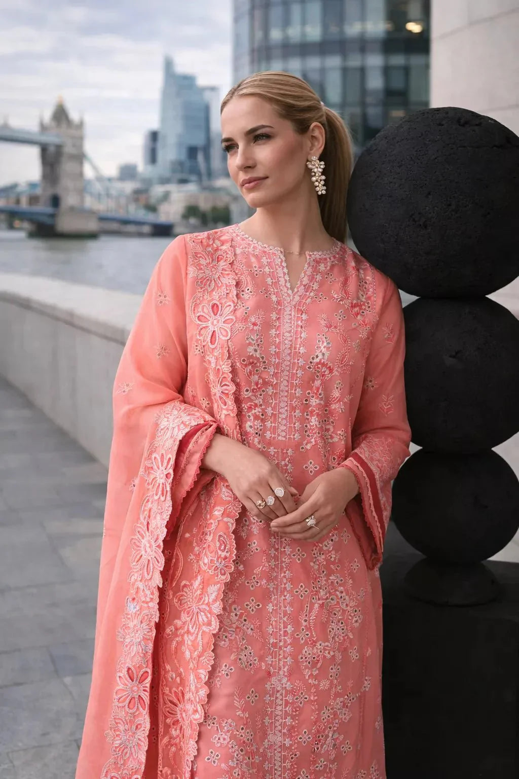 Camden Rose Luxe – 3 Piece Embroidered Lawn Suit - London Womens Wear