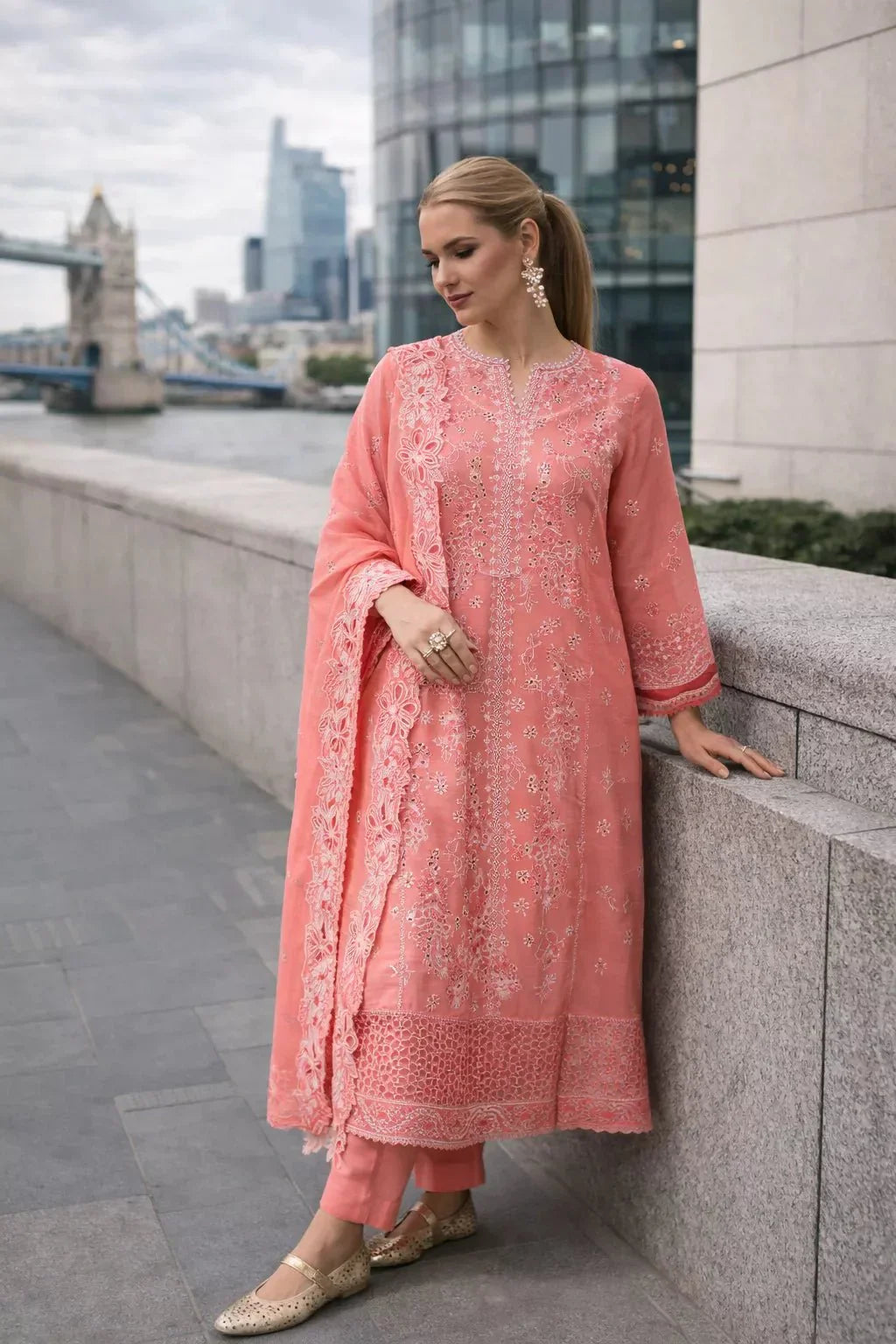 Camden Rose Luxe – 3 Piece Embroidered Lawn Suit - London Womens Wear