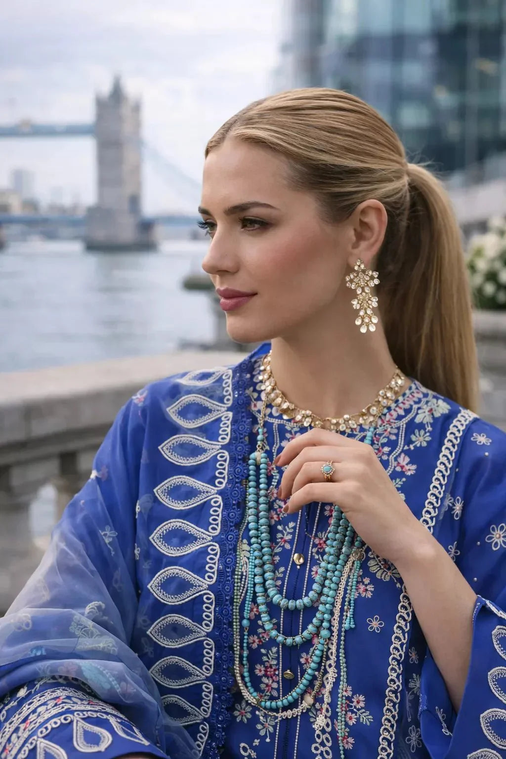 Kensington Azure – 3 Piece Embroidered Lawn Suit - London Womens Wear
