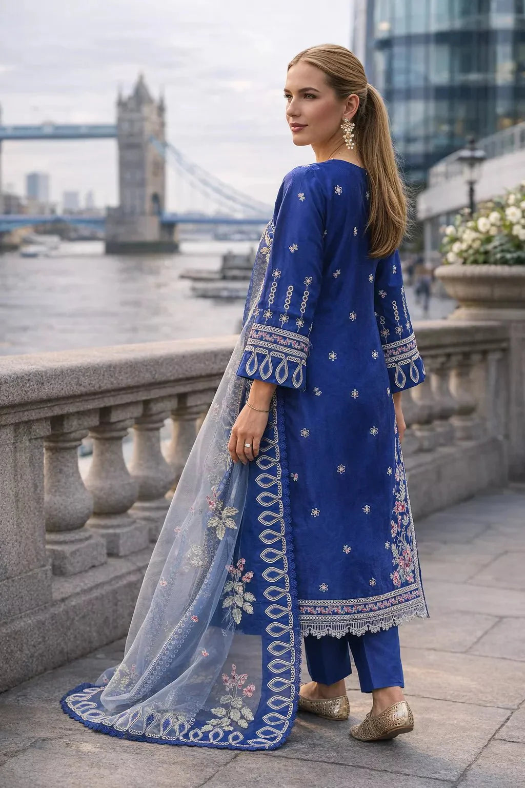 Kensington Azure – 3 Piece Embroidered Lawn Suit - London Womens Wear