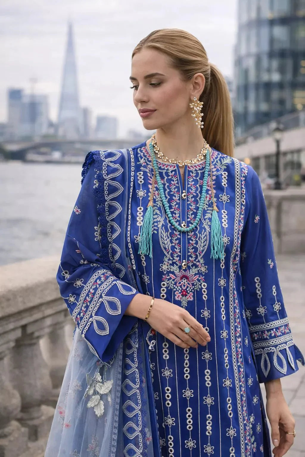 Kensington Azure – 3 Piece Embroidered Lawn Suit - London Womens Wear